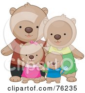 Poster, Art Print Of Happy Bear Family Standing Together