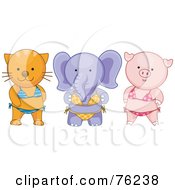 Poster, Art Print Of Cat Elephant And Pig Wearing Bikinis