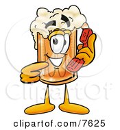 Poster, Art Print Of Beer Mug Mascot Cartoon Character Holding A Telephone