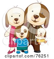 Poster, Art Print Of Happy Doggy Family With Two Pups