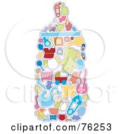 Poster, Art Print Of Collage Of Baby Icons Forming A Bottle