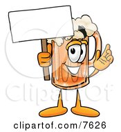 Poster, Art Print Of Beer Mug Mascot Cartoon Character Holding A Blank Sign