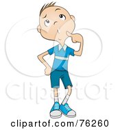 Royalty Free RF Clipart Illustration Of A Pondering Little Boy Looking Up In Thought