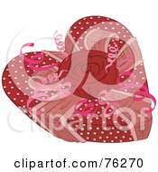 Poster, Art Print Of Polka Dot Heart Shaped Valentines Gift Box With A Rose