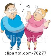 Royalty Free RF Clipart Illustration Of A Pleasantly Plump Woman Dancing With Her Husband