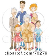 Royalty Free RF Clipart Illustration Of A Happy Extended Family Standing