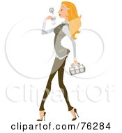 Pretty Blond Woman Carrying Coffees