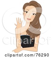 Royalty Free RF Clipart Illustration Of A Stunning Brunette Woman Showing Her Engagement Ring