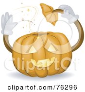 Poster, Art Print Of Friendly Jackolantern Taking His Hat Off And Waving