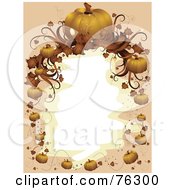 Poster, Art Print Of Beige And Orange Halloween Pumpkin Frame Around White