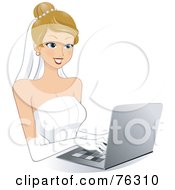 Royalty Free RF Clipart Illustration Of A Beautiful Young Bride Shopping Online by BNP Design Studio