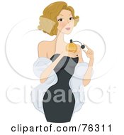 Royalty Free RF Clipart Illustration Of A Beautiful Blond Woman Spritzing Perfume by BNP Design Studio