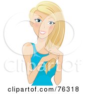Royalty Free RF Clipart Illustration Of A Young Blond Woman Touching Her Hair