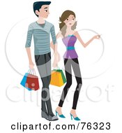 Poster, Art Print Of Young Couple Shopping With Bags