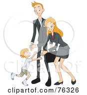 Royalty Free RF Clipart Illustration Of A Boy Running To Greet His Mom And Dad After Work