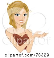 Royalty Free RF Clipart Illustration Of A Young Blond Woman Holding Out Her Hands by BNP Design Studio