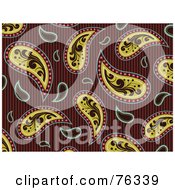 Royalty Free RF Clipart Illustration Of A Brown And Yellow Seamless Paisley Background Pattern by BNP Design Studio