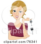 Poster, Art Print Of Young Blond Woman With Old And New Keys