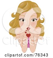 Poster, Art Print Of Dirty Blond Woman Blowing Kisses