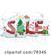 Royalty Free RF Clipart Illustration Of The Word SALE With Snow And Christmas Items by BNP Design Studio