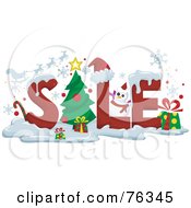 Poster, Art Print Of The Word Sale With Snow And Christmas Items