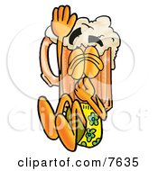 Poster, Art Print Of Beer Mug Mascot Cartoon Character Plugging His Nose While Jumping Into Water