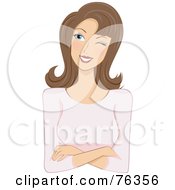Royalty Free RF Clipart Illustration Of A Pretty Brunette Winking