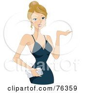 Royalty Free RF Clipart Illustration Of A Young Blond Woman In A Blue Evening Gown by BNP Design Studio