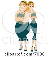 Royalty Free RF Clipart Illustration Of A Pleasantly Plump Woman Standing Back To Back With A Skinny Woman