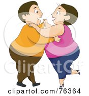 Royalty Free RF Clipart Illustration Of A Pleasantly Plump Couple Laughing And Dancing