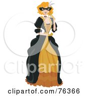 Royalty Free RF Clipart Illustration Of A Pretty Redhead Woman Holding A Mask At A Masquerade Ball by BNP Design Studio