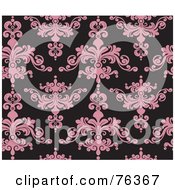 Black And Pink Damask Seamless Background Pattern