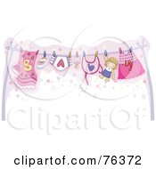 Poster, Art Print Of Clothesline With Baby Girl Clothes Hung Out To Dry