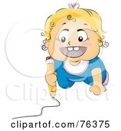 Poster, Art Print Of Blond Baby Drawing On A Floor