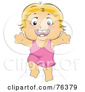 Poster, Art Print Of Blond Baby Girl Taking Her First Steps