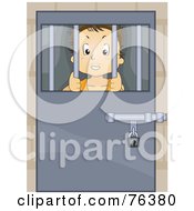 Poster, Art Print Of Troubled Boy Locked Behind Bars