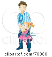 Poster, Art Print Of Little Girl Running And Jumping On Her Father