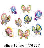 Royalty Free RF Clipart Illustration Of A Group Of Fluttering Colorful Butterflies