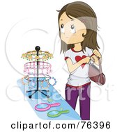 Poster, Art Print Of Brunette Girl Shoplifting In A Store
