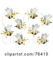 Poster, Art Print Of Group Of Happy Bumble Bees Flying