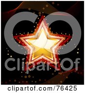Royalty Free RF Clipart Illustration Of A Sparkly Gold And Red Christmas Star With Mesh Waves On Black