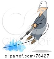 Poster, Art Print Of Man Being Blown Off Of His Feet By A Powerful Pressure Washer Hose