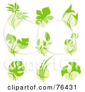 Poster, Art Print Of Digital Collage Of Green Leaf Over Circle Logo Icons