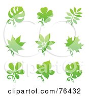 Digital Collage Of Green Plant Leaf Logo Icons