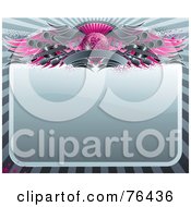 Royalty Free RF Clipart Illustration Of A Blank Shiny Sign Bordered With A Pink Disco Ball Wings Speakers Guitars And A Banner by elena
