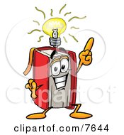 Poster, Art Print Of Red Book Mascot Cartoon Character With A Bright Idea