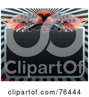 Royalty Free RF Clipart Illustration Of A Blank Black Sign Bordered With Red Wings Speakers Guitars And A Banner by elena
