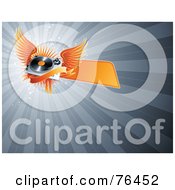 Royalty Free RF Clipart Illustration Of An Orange Winged Record Player With A Banner Over A Bursting Gray Background by elena