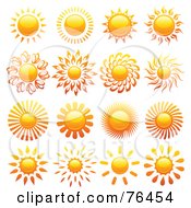 Poster, Art Print Of Digital Collage Of Shiny Sun Logo Icons