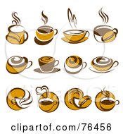 Poster, Art Print Of Digital Collage Of Brown Coffee Logo Icons